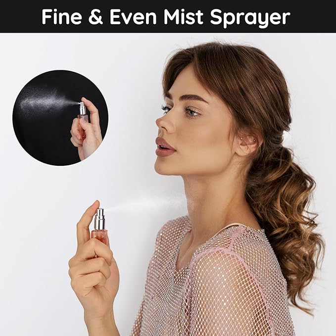 Segbeauty Portable Mini Perfume Atomizer Bottle, 5pcs Empty Refillable Cologne Spray Bottles, 10ML Small Travel Glass Perfume Bottle Fine Mist Sprayer Scent Pump Case for Cologne Fragrance-Velvo Beauty