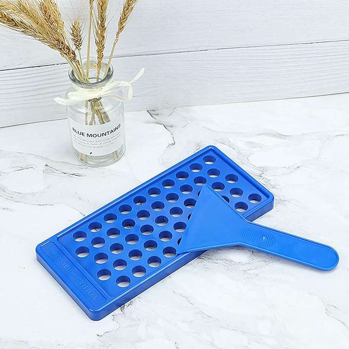 RONRONS Lip Balm Crafting Kit, Professional Lipsticks Filling Tray with 50 Small Holes and Spatula, Easy to Fill 50 Pieces Lipstick Tubes Containers for Business Gifts, Blue-Velvo Beauty