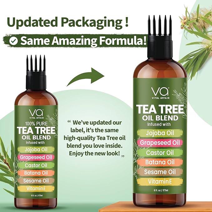 Tea Tree Oil For Hair With Jojoba, Castor, Batana Oil - Tea Tree Hair And Scalp Treatment - Hair Oil For Dandruff - Helps Strengthen, Volumize & Promotes Hair Growth - 6 Fl Oz-Velvo Beauty
