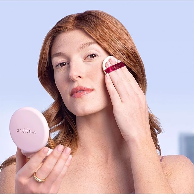 Wander Beauty Wanderlust Powder Foundation - Tan - Blurs and Evens Skin Tone - Perfects and Hydrates With Hyaluronic Acid, Aloe, Honeysuckle, & Vitamin E - Lightweight, Buildable Coverage - 0.31 oz-Velvo Beauty