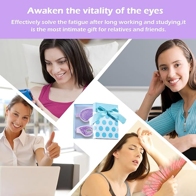 Permotary 2PCS Ice Gel Eye Mask Hot Cold Therapy Cooling Gel Beads Eye Mask,Reusable Hot Cold Compress Ice Eye Pack for Puffiness/Dark Circles/Eye Bags/Dry Eyes/Headaches/Migraines/Stress Relief-Velvo Beauty