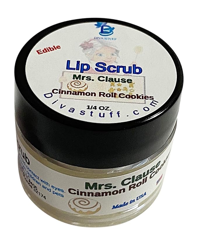Diva Stuff Ultra Hydrating Lip Scrub for Soft Lips, Gentle Exfoliation, Moisturizer & Conditioner, ¼ oz - Made in the USA (Mrs. Clause Cinnamon Roll Cookie)-Velvo Beauty