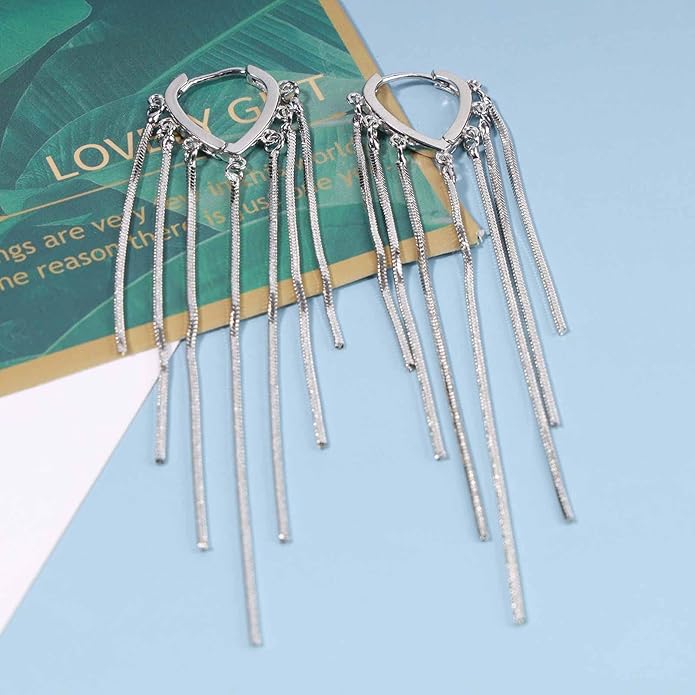 Boho Long Tassel Chain Earrings Fringe Drop Dangle Earrings Gold Dangling Chain Tassel Earrings Vintage Statement Earrings Jewelry for Women and Girls Gifts-Velvo Beauty