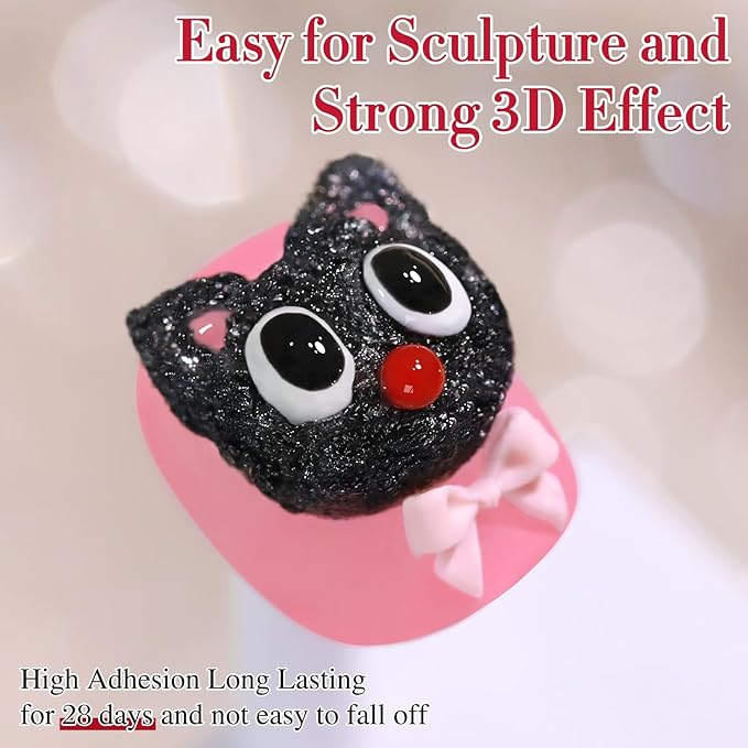 Double Rhythm 3D Nail Gel Solid Sculpting Gel for Nail Art Non-Sticky Hard Gel for Building Carving Molding Nail Extension Soak Off UV/LED Salon Home DIY 0.5 Oz (Gypsum Black)-Velvo Beauty