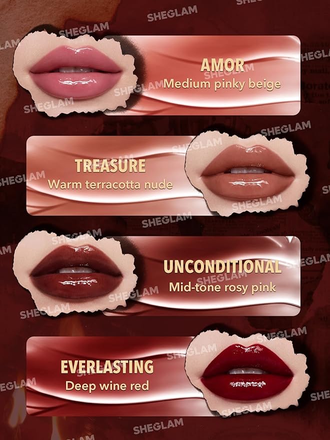 SHEGLAM Ember Rose Collection Valentines Gift Pink Lip Gloss Pink Blush Lipstick Eyeshadow Makeup Kit Red Makeup Collection-Velvo Beauty