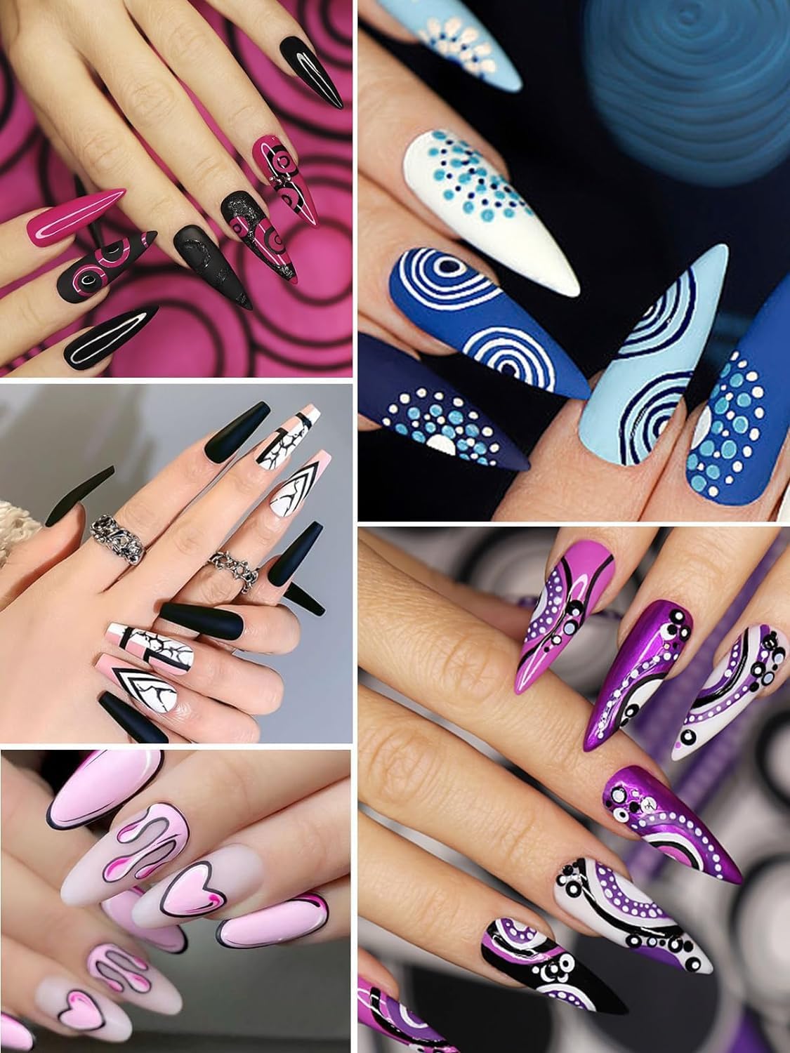 12 Color 3D Nail Art Pens Set, Kalolary Nail Point Graffiti Dotting Pen Drawing Painting Liner Brush for DIY Nail Art Beauty Adorn Manicure Tools-Velvo Beauty