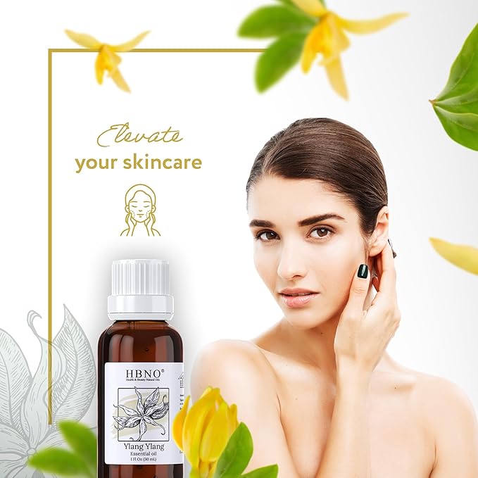 HBNO Ylang Ylang Essential Oil - 1 OZ (30 ml) Travel Size - Perfect for Aromatherapy, DIY, Candle Making, Soap Making, Diffusers-Velvo Beauty