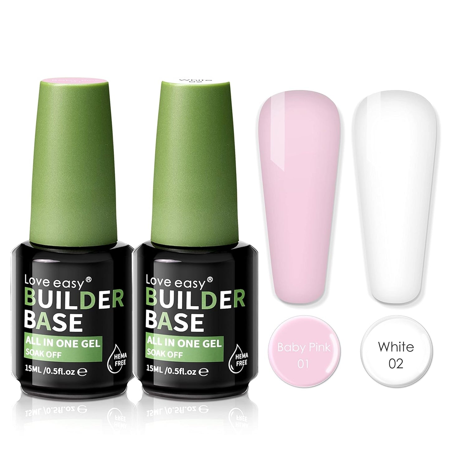 Hema Free Builder Gel (Milky White+ Baby Pink) - Hypoallergenic Strong Base Coat | Long-Lasting Adhesion (30+ Days) for Professional Nails Gift for Women-Velvo Beauty