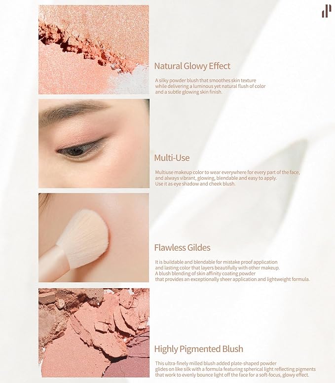 Heart Percent Dote on Mood Glow Blush, Smooth Radiant Color Luminous Shimmering Stain Finish Cheek Makeup Blush (03. Veil Nude)-Velvo Beauty