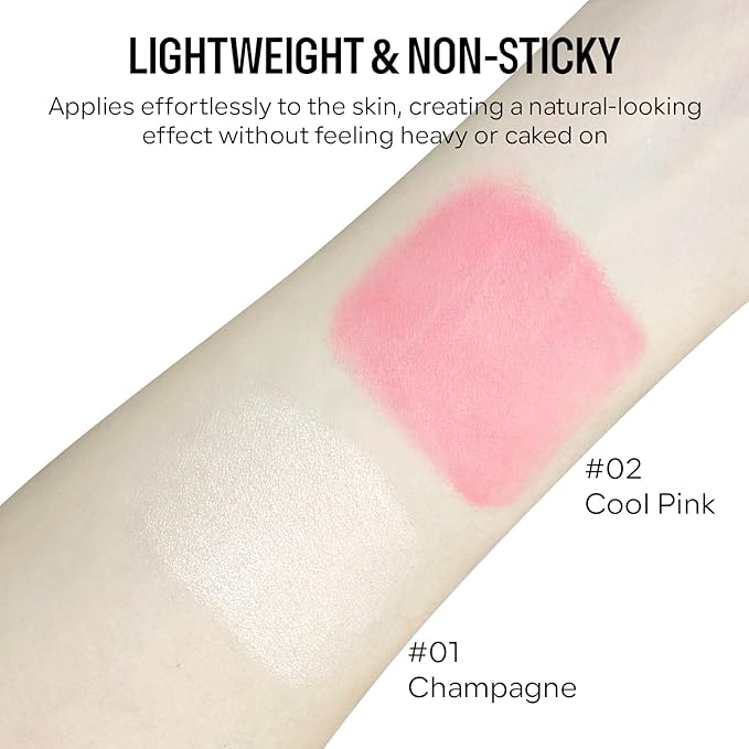 KYDA 2 Colors Liquid Blush and Highlighter, Natural Matte Face Blush High Glossy Liquid Illuminator, Silky Lightweight Blendable, Cool Pink & Champagne-Velvo Beauty