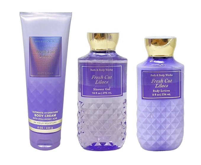 Bath & Body Works Fresh Cut Lilacs 3 Piece Bundle - Body Cream - Shower Gel - Body Lotion - Full Size-Velvo Beauty