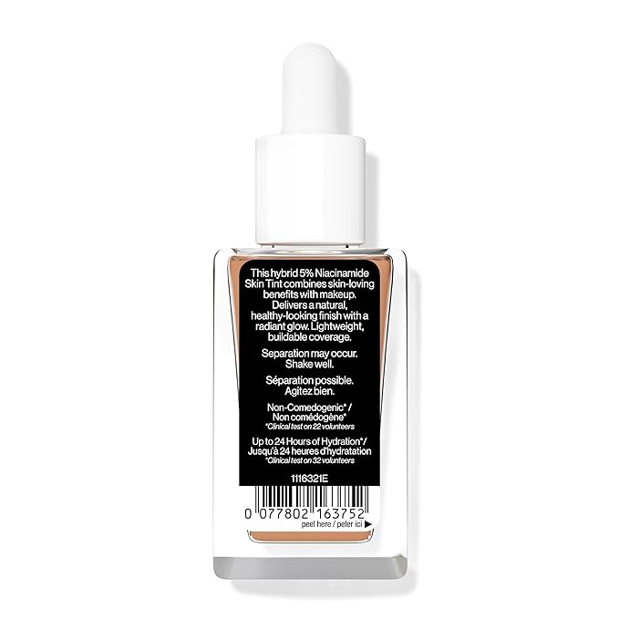wet n wild Bare Focus Skin Tint, 5% Niacinamide Enriched, Buildable Sheer Lightweight Coverage, Natural Radiant Finish, Hyaluronic & Vitamin Hydration Boost, Cruelty-Free & Vegan - Amber Beige-Velvo Beauty