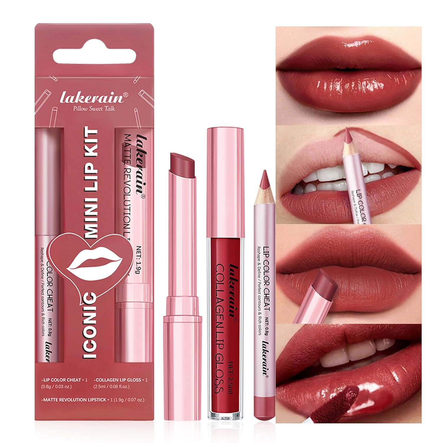 3PCS Lip Liner and Lipstick Combo Set - Matte Lip Liner Pencil, Velvet Matte Lipstick & Hydrating Collagen Lip Gloss - Long-Lasting, Smudge-Proof, High Pigment Nude Brown Lip Makeup Kit (Set 2, 3)-Velvo Beauty