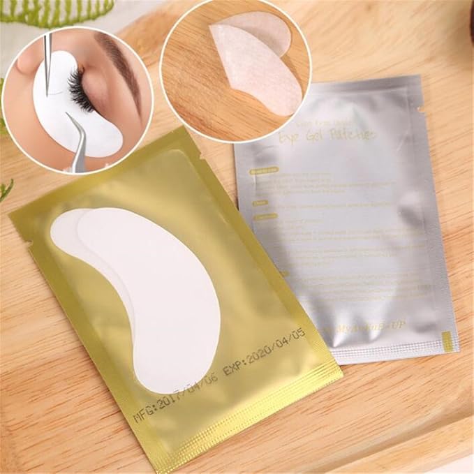 100 Pairs Set，Eye Gel Patches,Under Eye Pads Lint Free Lash Extension Eye Gel Patches for Eyelash Extension (gold)-Velvo Beauty