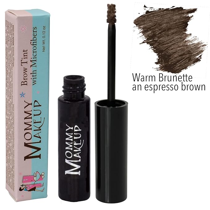 Brow Tint with Microfibers - 4-in-1 Tinted Eyebrow Gel to Groom, Hold, Sculpt & Color Your Brows, Covers Gray Hair - Water Resistant, Clump-Free, Long Lasting (Warm Brunette) by Mommy Makeup-Velvo Beauty