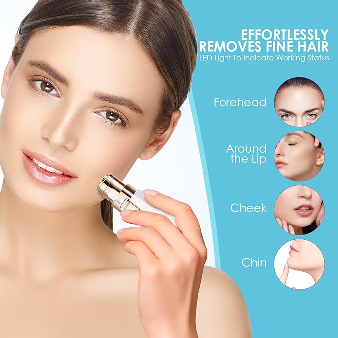 Rechargeable Eyebrow and Facial Hair Remover for Women - 2 in 1 Razor with Built-in LED Light for Painless Hair Removal-Velvo Beauty