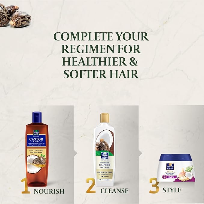 Parachute Advansed Castor & Shea Hair Oil with Coconut| Castor Hair Oil| 10x Stronger Hair| For Thick, Soft & Nourished Hair| 10.1 Fl.oz.-Velvo Beauty