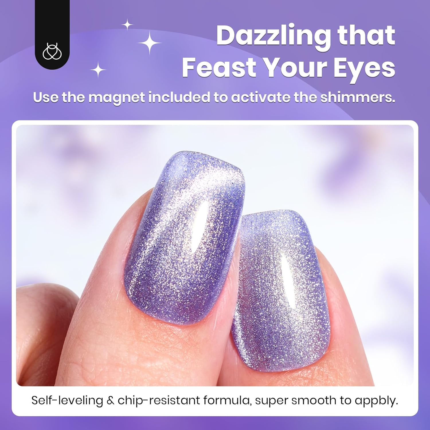 Beetles Purple Cat Eye Gel Polish, 15ML Purple Cat Eye Glitter Gel Polish with Magnet Soak Off UV Shimmer Velvet Gel Twilight Lavender Series French Nail Art Design Manicure Gifts for Women-Velvo Beauty