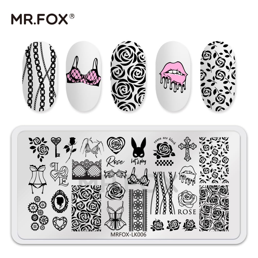 6 Pcs Nail Plates Stamping Set Rose Snake Butterfly Egyptian Cross Nail Art DIY Stamping Template-Velvo Beauty