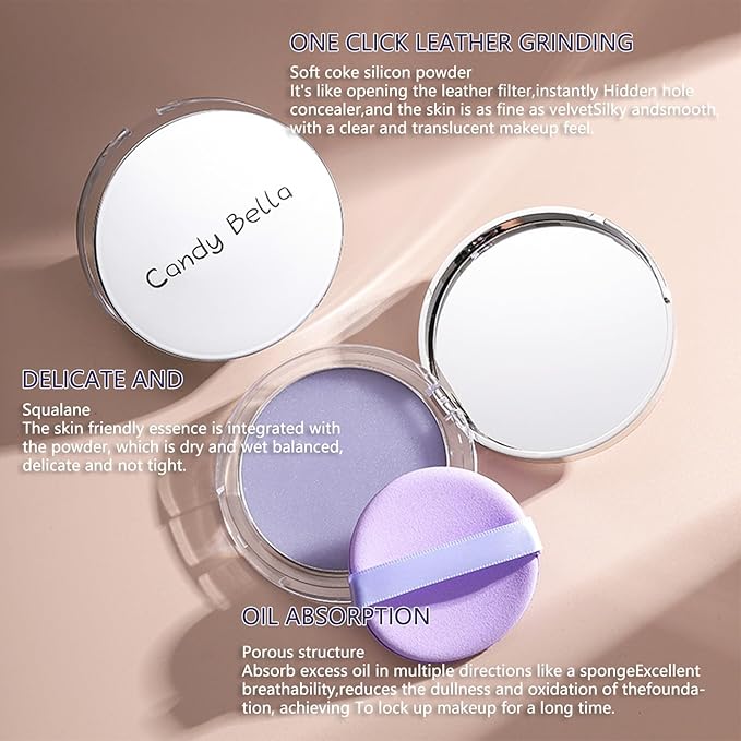 Chillab Lavender Matte Powder,Matte Oil Control Face Pressed Powder,Face Setting Powder with Mini Powder Puff for Silky Flawless Long-Lasting Lightweight Skin-friendly Face Cosmetics (Lavender)-Velvo Beauty