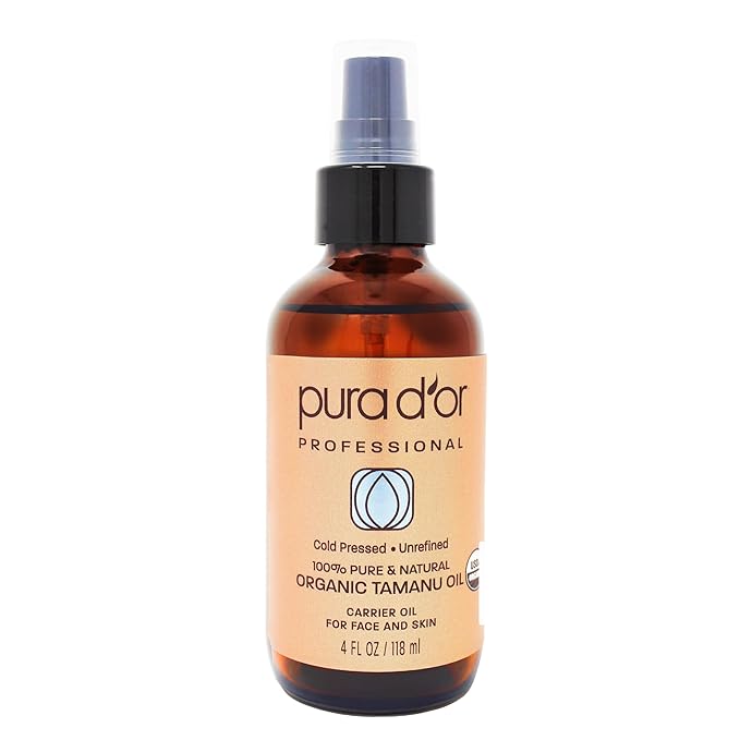 PURA D'OR 4 Oz Organic Tamanu Oil - USDA Certified 100% Pure & Natural Cold Pressed Carrier Oil, Premium Grade Moisturizer For Skin & Hair - Men & Women-Velvo Beauty