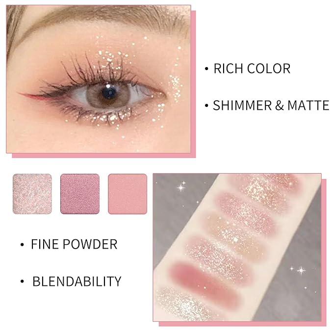 Erinde 9 Colors Eyeshadow Palette, Matte Shimmer Glitter Eye Shadow Palette Makeup, Highly Pigmented Long Lasting Waterproof, Natural Neutral Nude Eyeshadow Makeup Pallet, Sunset Glow-Velvo Beauty