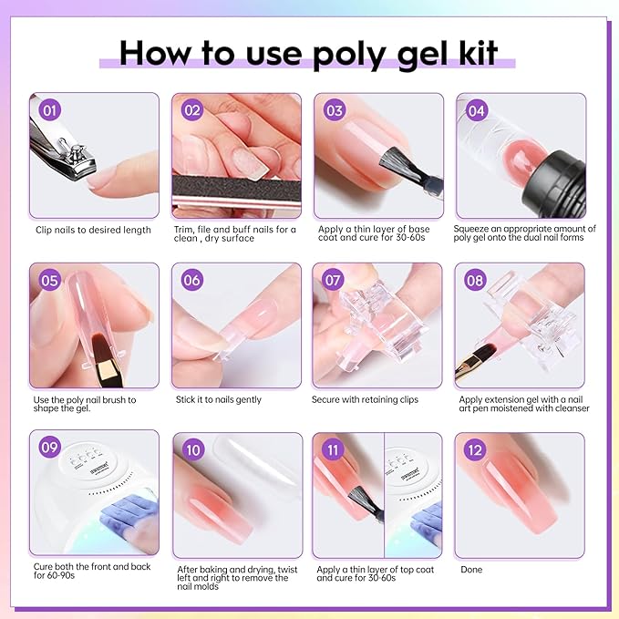 JEWHITENY 14 Colors Poly Gel Nail Kit 27 Colors Gel Nail Polish Kit With U V Light All In One Nail Art Starter Kit Suitable For All Seasons-Velvo Beauty