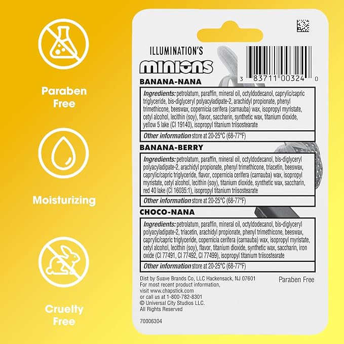 ChapStick Lip Balm, Minions Banana Variety Packs (9 Sticks), Party Favors for Kids, 0.15 Oz Ea-Velvo Beauty