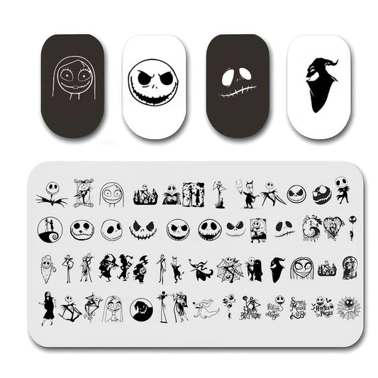 OCOUYVD Halloween Nail Stamping Plates Nightmare Before Christmas Nail Art Stamp Plates 1Pcs-Velvo Beauty