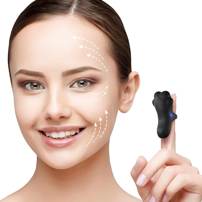 Portable Facial Massage Ball, Waterproof Rechargeable Powerful Multifunctional Eye Face Finger and Neck Massager, Black-Velvo Beauty