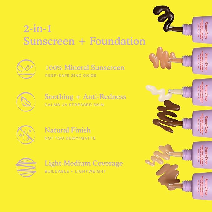 Tower 28 Beauty SunnyDays SPF 30 Tinted Mineral Sunscreen - For Sensitive Skin - 2-in-1 Facial Broad Spectrum UVA/UVB Protection + Foundation - Shade 10 LARCHMONT, 1 Fl Oz-Velvo Beauty