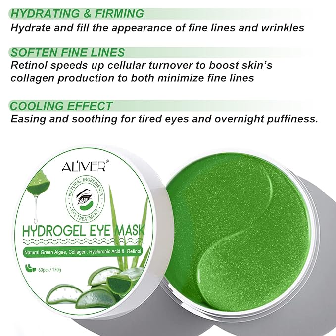 Aloe Veoe Eye Patches,Hydrogel Under Eye Masks for Dark Circles,Anti Wrinkle Treatment,Under Eye Gel Pads,Eye Mask for Puffy Eyes, Skincare,Hydrating | 60 Pieces/30 Pairs-Velvo Beauty