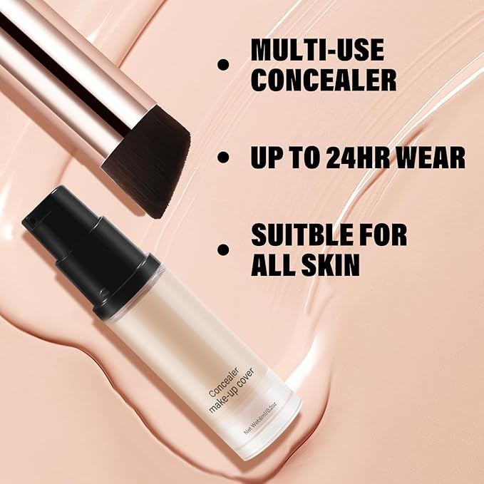 2pcs Liquid Concealer Set with Brush,Full Cover,Concealer Wand with Matte Finish,Corrects，Covers，Long Wear Up to 24hr-Velvo Beauty
