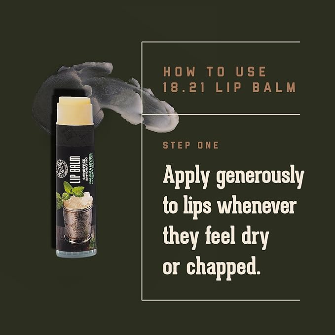 18.21 Man Made Lip Balm - Mint Julep Flavor, Lip Protectant Hydrates & Moisturizes with Beeswax, Cocoa Butter & Vitamin E - For chapped and dry lips-Velvo Beauty