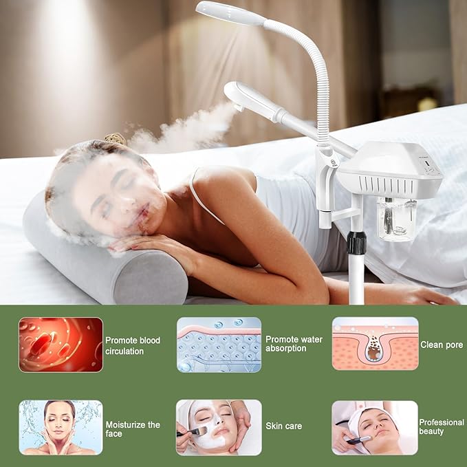Professional Facial Steamer for Deep Hydration,2in1 Ozone Face Steamer with 5X Magnifying Lamp,Suitable for Home Use or Beauty Spa Deep Cleansing and Hydration-Velvo Beauty