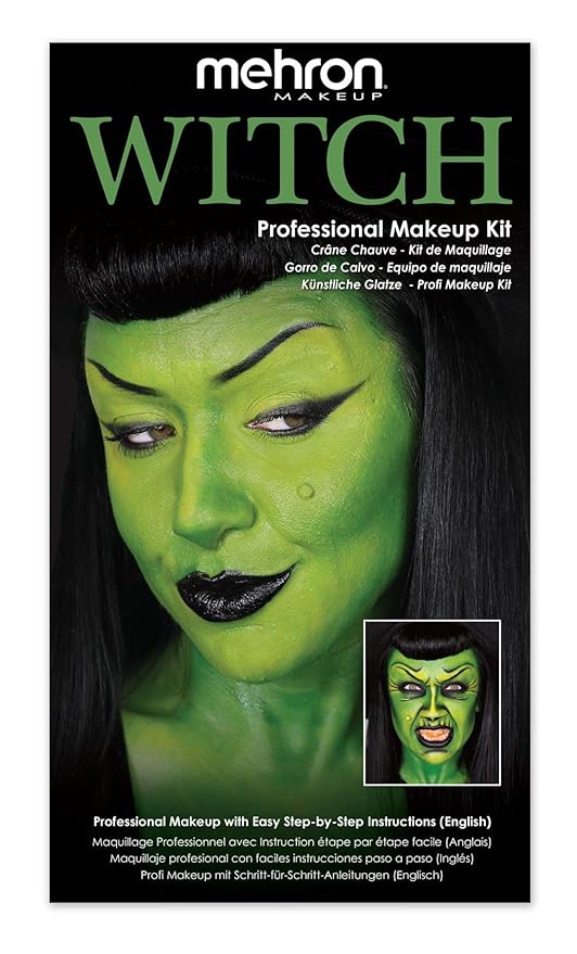 Mehron Makeup Premium Character Kits| Makeup Kits for Halloween & Cosplay| Made in the USA | Complete Makeup Kit | Includes all Makeup, Tools, & Instructions on How to Create the Look | (Witch)-Velvo Beauty