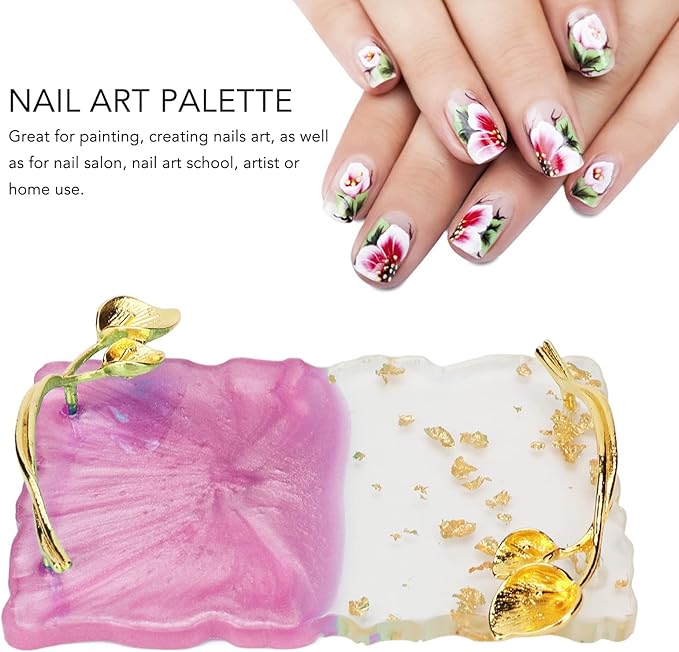 Resin Nail Palette Nail Palette Nail Art Makeup Display Board Manicure Stand Manicure Palette Nail Art Color Manicure Nails DIY Tool (Pink)-Velvo Beauty
