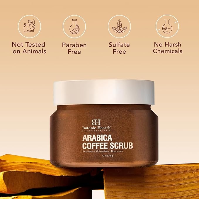Botanic Hearth Arabica Coffee Body Scrub Exfoliating Body Scrub Act As Body Exfoliator & Helps With Moisturizing Skin, Acne, Cellulite, Dead Skin Scars, Wrinkles 12 Oz-Velvo Beauty