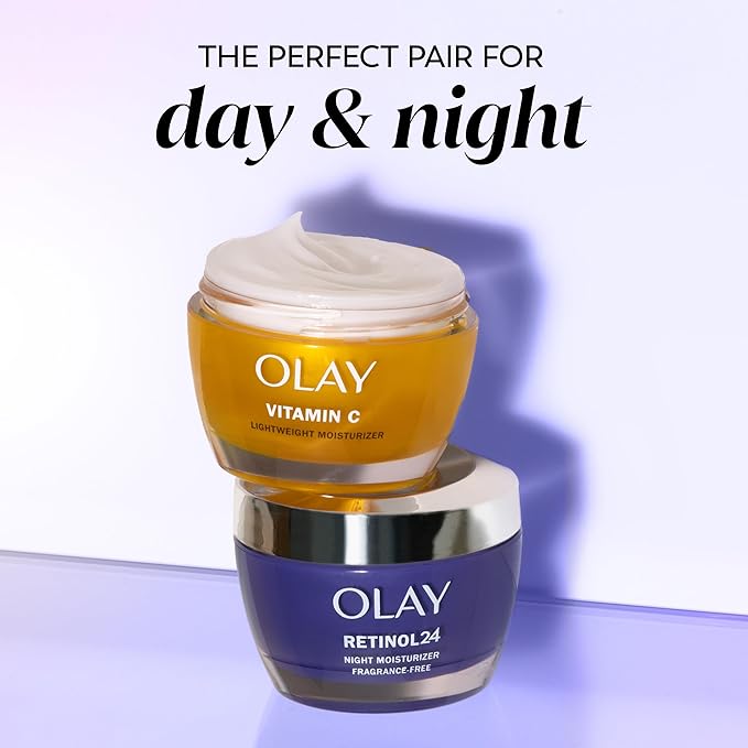 Olay Retinol 24 Face Moisturizer, Anti-Aging Night Cream for Women, Fragrance-Free, Non Greasy - Anti-Wrinkle, Smooth Fine Lines, Tightening, Hydrating Skin Care - Peptides, Glycerin, 1.7 Oz-Velvo Beauty