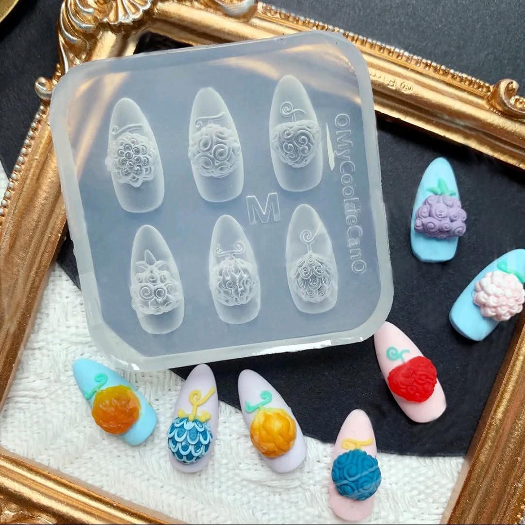 3D Flowers Nail Mold Devil Fruit Carving Template Silicone Nail Tools for Resin Charms Manicure DIY Supplies-Velvo Beauty