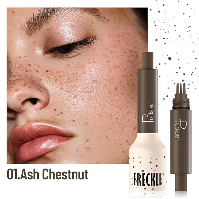 Freckle Stamp,Faux Freckle Stamp,Quick Dry Fake Freckles Pen,Waterproof Long Lasting Natural Vivid Faux Freckles Pen,Get Sun-Kissed Stars Makeup in One Press,5-Dot Design,01.Ash Chestnut.-Velvo Beauty