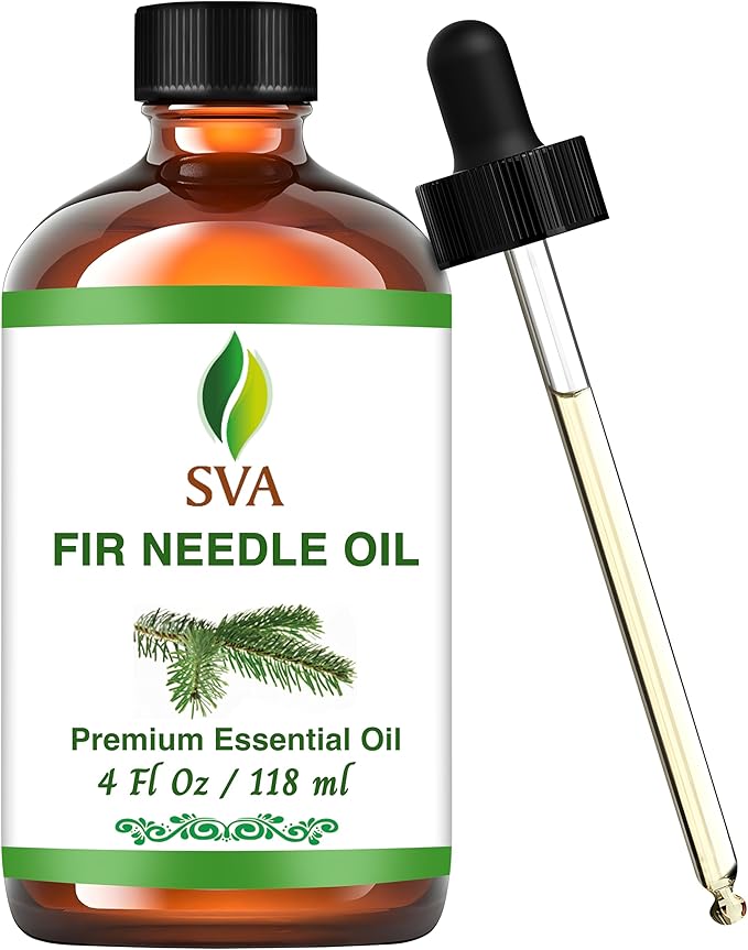 SVA Fir Needle Essential Oil – 4 Fl Oz – 100% Natural Fir Needle Oil - for Diffuser, Hair Care, Face, Skin Care, Aromatherapy, Scalp and Body Massage, Soap and Candle Making – with Dropper-Velvo Beauty