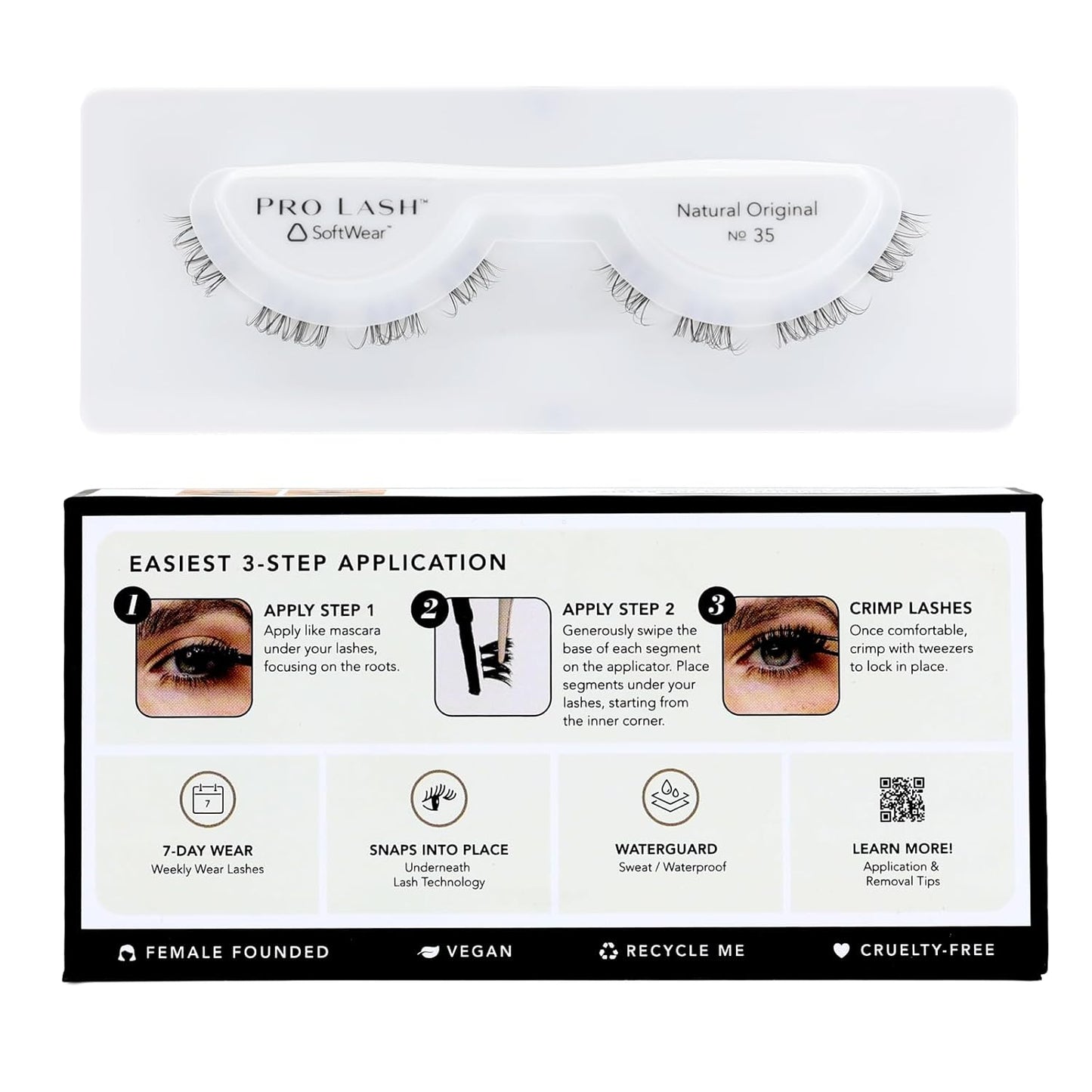 Pro Lash SoftWear Clean Girl Mini Lash Clusters Kit - Natural-Looking, Lightweight Lashes - 7-Day Cluster Eyelash Extensions Waterproof Lashes Clusters - Single Set - Original No. 35-Velvo Beauty