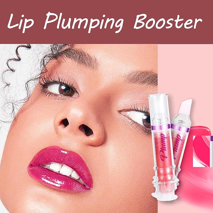 Lip Plumper Gloss Booster 3 Colors Set,Natural Pout Lip Plumping Oil and Lip Care Serum Enhancer Lifter Gloss for Fuller Moisturizing Hydrating&Reduce Fine Lines Nourishing Lips Mask Makeup-Velvo Beauty
