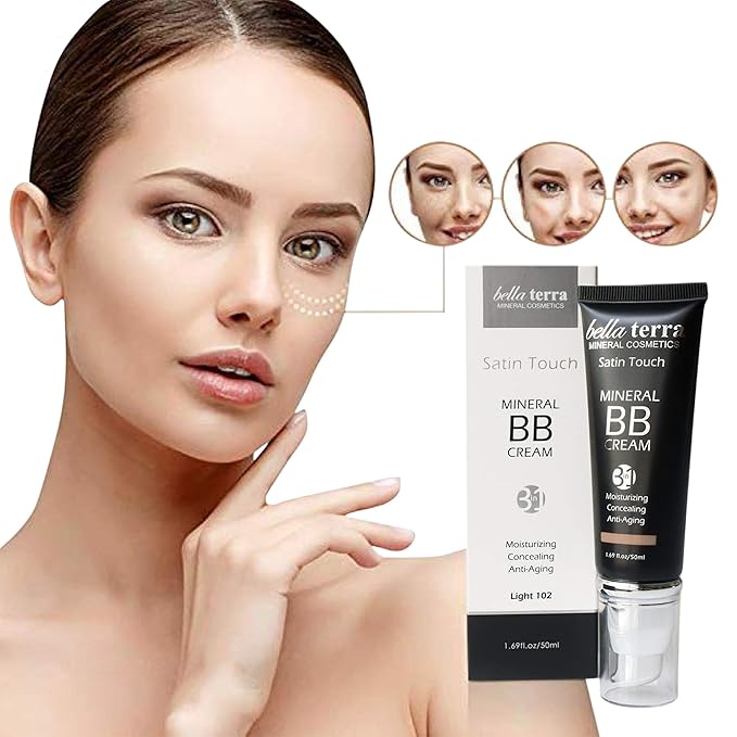 Bellaterra Cosmetics BB Cream - Tinted Moisturizer, Mineral Foundation Makeup, Light 102 | Skin Perfector, 1.69 oz-Velvo Beauty