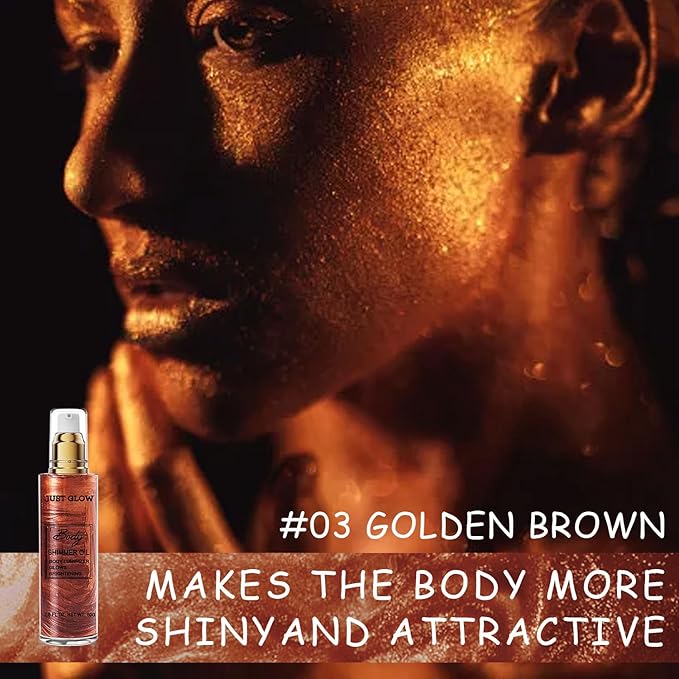 Shimmer Body Oil, Face and Body Liquid Luminizer Waterproof Moisturizing, Light Shimmer Glow Illuminator, Smooth Body Highlighter Makeup Liquid Body Shimmer (3# Bronze Gold)-Velvo Beauty