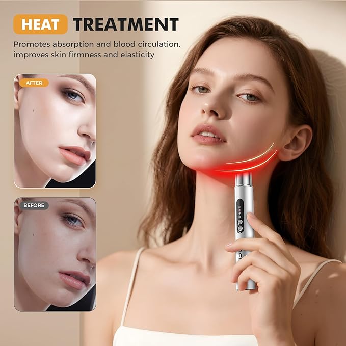 REDLOOK Depuffing Wand - Multi-Mode Cold & Heat Eye with Massager,At Home Face Roller Tool, Beauty Wand for Puffiness Reduction, Dark Circles, and Let The Skin Be Full of Radiance - Silver-Velvo Beauty