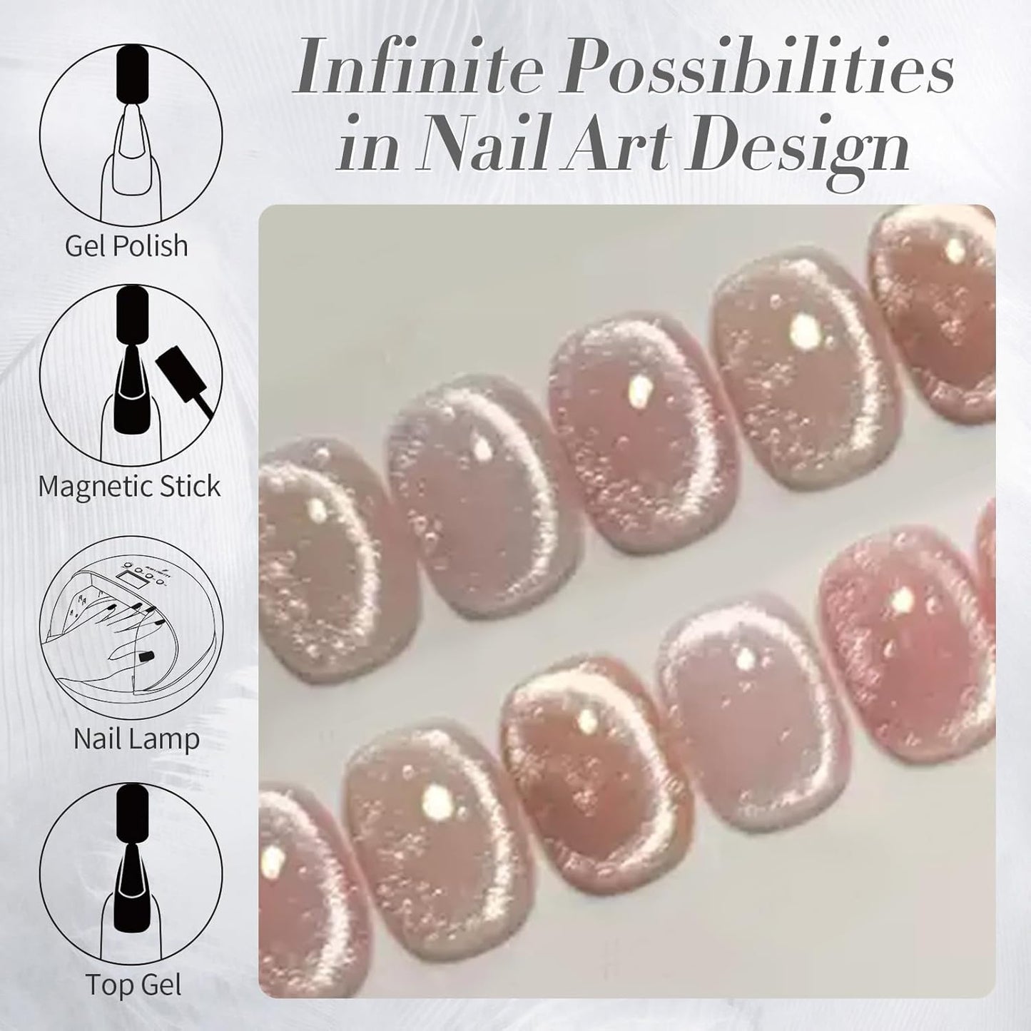 Born Pretty Cat Magnetic Eye Gel Nail Polish, Holographic Glitter Super Shine Gel Nail Polish Soak Off Led Nail Polish Nail Art Gel Manicure Salon DIY Gifts 15ML-Velvo Beauty