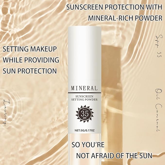 Mineral Sunscreen Setting Powder, SPF 35 Translucent Loose Powder, Mineral Brush Powder, Oil Control Natural Matte Finish, Lasting Lightweight Breathable for All Skin (#01 Translucent)-Velvo Beauty
