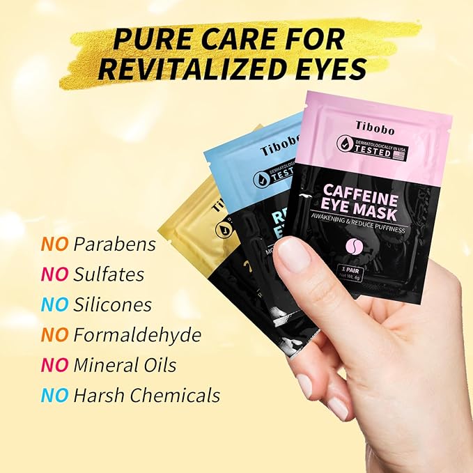 Under Eye Patches(24 Pairs), 24K Gold, Caffeine, Retinol Eye Masks for Puffy Eyes, Wrinkles, Dark Circles, Undereye Bags Treatment - Restoring & Awakening & Moisturizer Skin care Gift for Women-Velvo Beauty